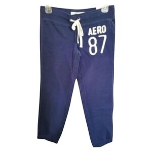 NWT Aeropostale Blue Cropped Lounge Pants With 87 Brand Logo Size Extra Small